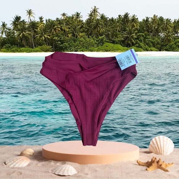 L*Space Bikini Bottom Burgundy Bitsy Cut Size S/P NWT - Picture 6 of 6